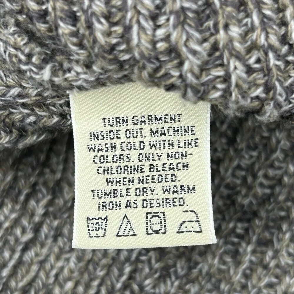 Eddie Bauer Sweater Mens Extra Large Gray Chunky Cable Knit Fisherman Henley XL - Picture 8 of 11